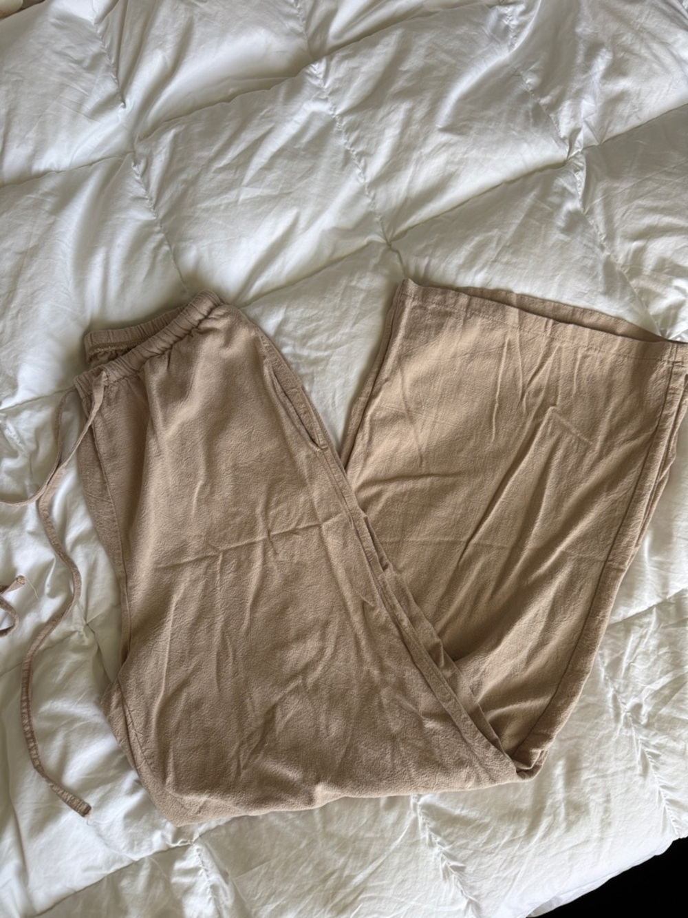 Beige Linen Pants Cozy Lounge Pants